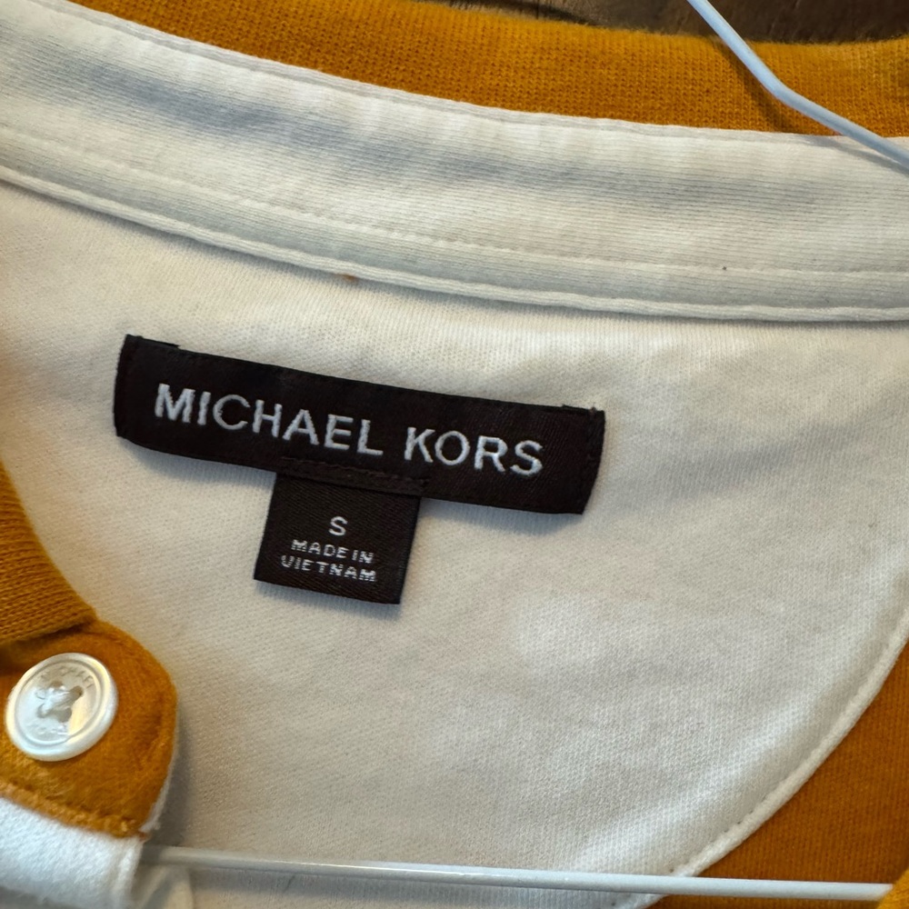 Michael Kors Mustard and White Collar Top